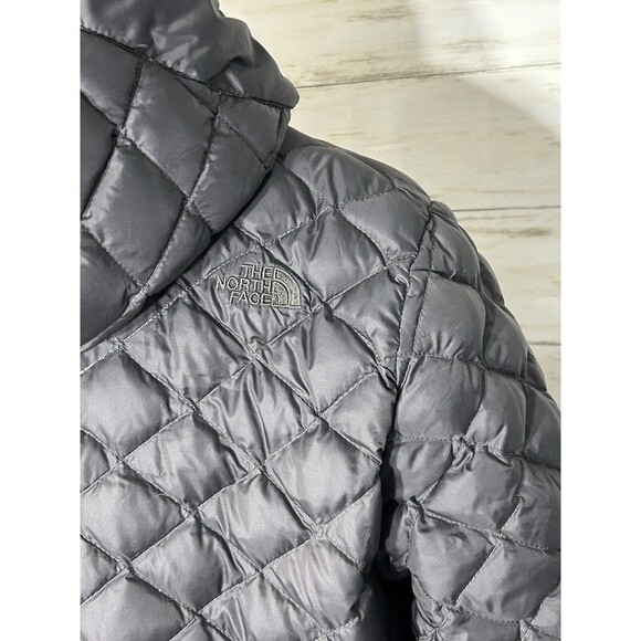 The North Face Womens Jacket Gray LARGE Goose Down Fill Quilted Long Puffer Coat - Picture 9 of 16